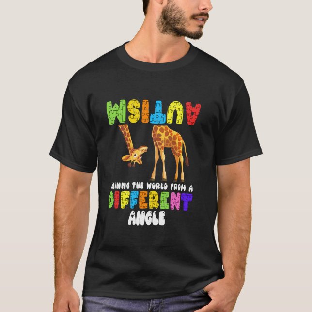 Känsla för autism Se Giraffe World View Lon T Shirt (Framsida)