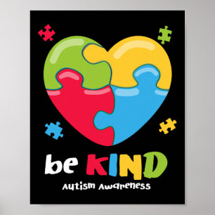 Känsla för autism - var snäll och puzzle Hjärtat K Poster