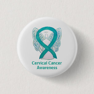 Känsla för cervikal cancer Ribbon Angel Button Pin Knapp