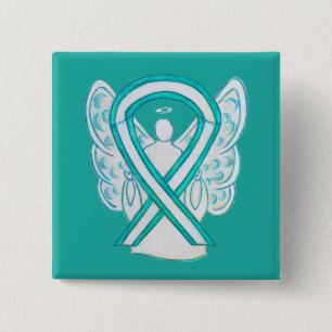 Känsla för cervikal cancer Ribbon Angel Button Pin Knapp