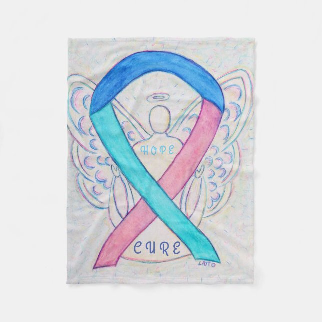 Känsla för sköldkörtelcancer Ribbon Art Blanket Fleecefilt (Framsidan)
