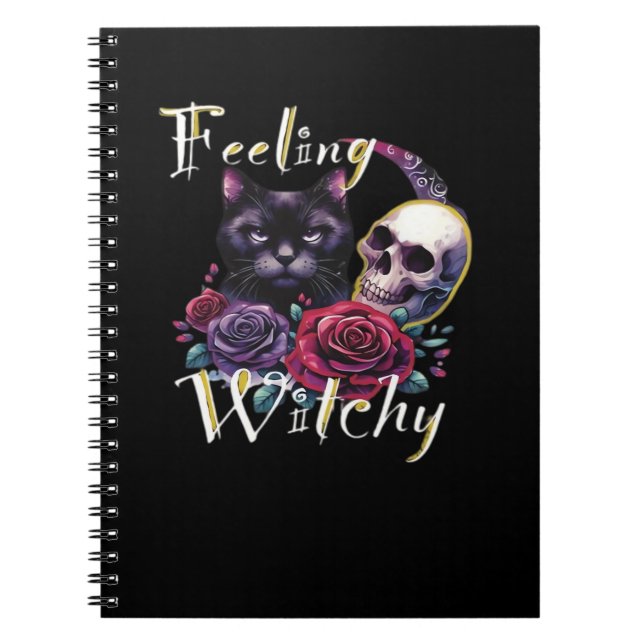 Känsla för Witchy Black Cat Classic T-Shirt Anteckningsbok (Framsidan)