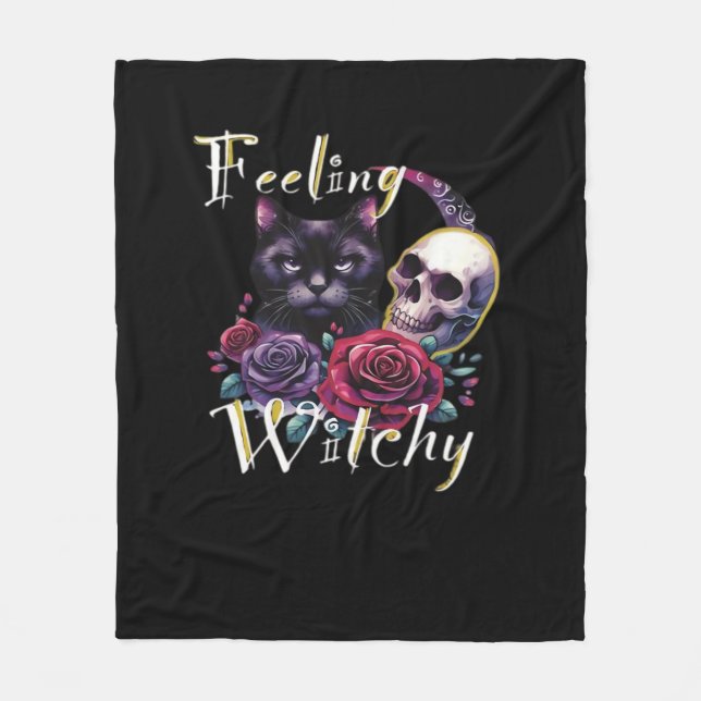 Känsla för Witchy Black Cat Classic T-Shirt Fleecefilt (Framsidan)