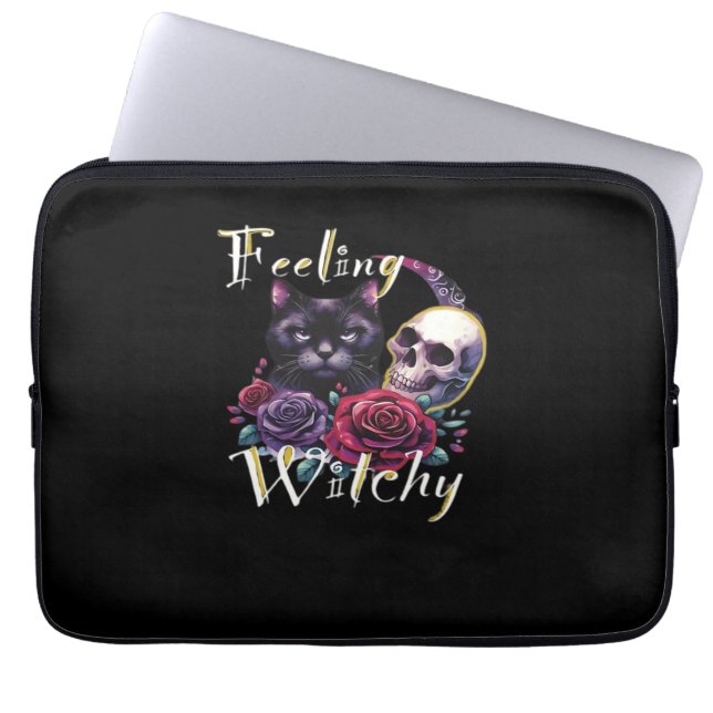 Känsla för Witchy Black Cat Classic T-Shirt Laptop Fodral (Framsidan)