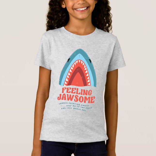 Känsla Jawsome Shark Funny Summer Puns T-Shirt (Framsida)