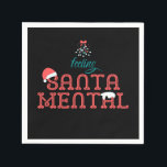 Känsla SantaMental Romantic jul Mistletoe Pappersservett<br><div class="desc">Typografisk formgivning av en lustig,  rolig,  romantisk återtro med mistletoe och julhatt. "Känn jultomten" på framsidan. Texten "Winter Vibes" på baksidan.</div>