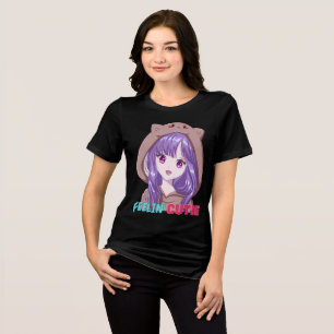 Känsla Söt Anime Lila-Hårig Tonårstjej T Shirt