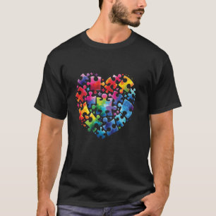 Känsla till autism Färgfläcksnurra Heart Kärlek Sp T Shirt