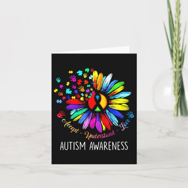 Känsla till autism Solrosacceptans i Kärlek Kort (Framsida)