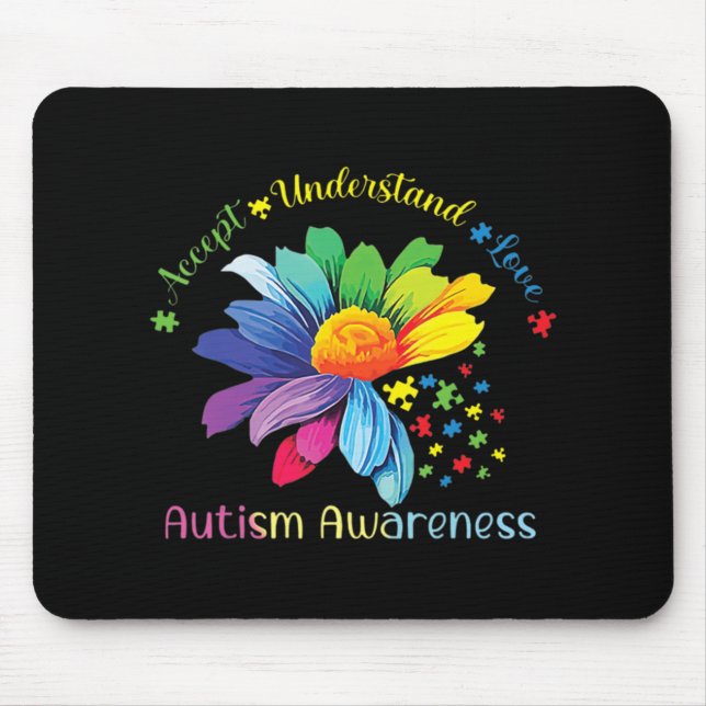 Känsla till autism Solrosacceptans i Kärlek Musmatta (Framsidan)
