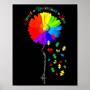 Känsla till autism Solrosacceptans i Kärlek Poster