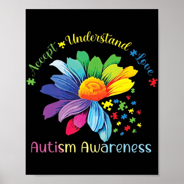Känsla till autism Solrosacceptans i Kärlek Poster (Framsidan)