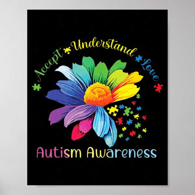 Känsla till autism Solrosacceptans i Kärlek Poster (Framsidan)