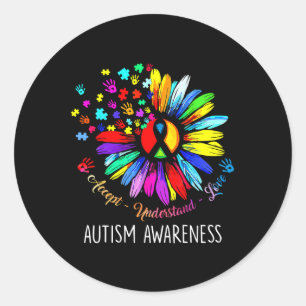 Känsla till autism Solrosacceptans i Kärlek Runt Klistermärke