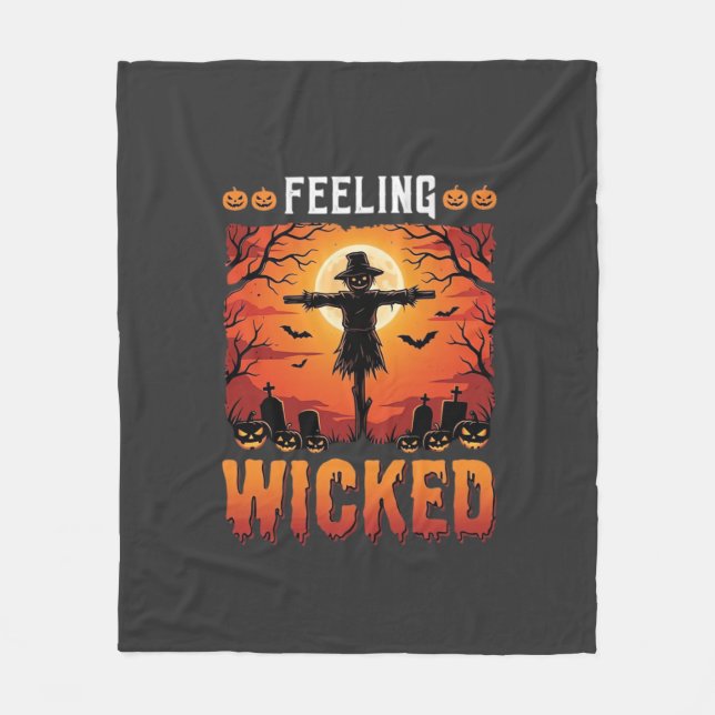 Känslan av elak Halloween-fågelskrämma Design_1 Fleecefilt (Framsidan)