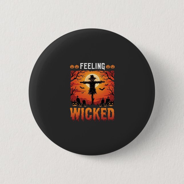 Känslan av elak Halloween-fågelskrämma Design_1 Knapp (Framsida)