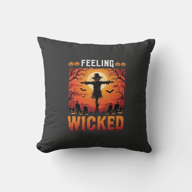 Känslan av elak Halloween-fågelskrämma Design_1 Kudde (Framsida)