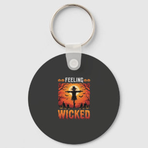 Känslan av elak Halloween-fågelskrämma Design_1 Nyckelring