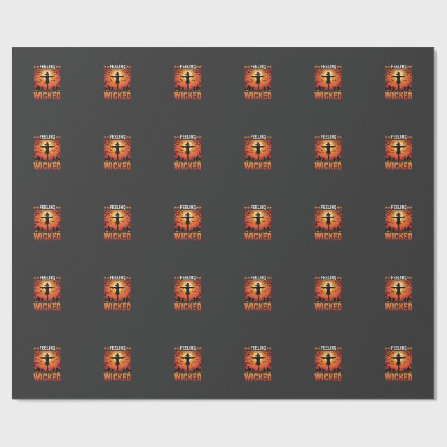 Känslan av elak Halloween-fågelskrämma Design_1 Presentpapper (Platt)