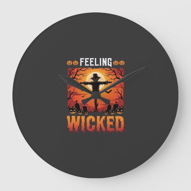 Känslan av elak Halloween-fågelskrämma Design_1 Stor Klocka (Framsida)
