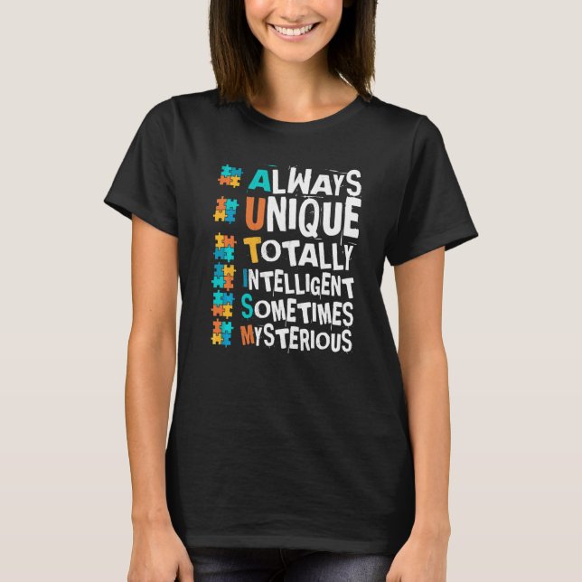 Känslan till autism är alltid unik helt intelligen t shirt (Framsida)