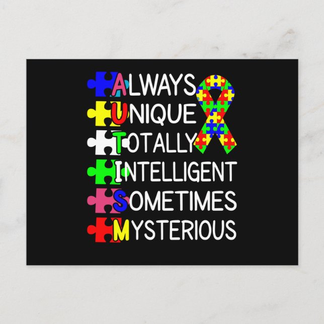 Känslan till autism är alltid unik vykort (Framsida)