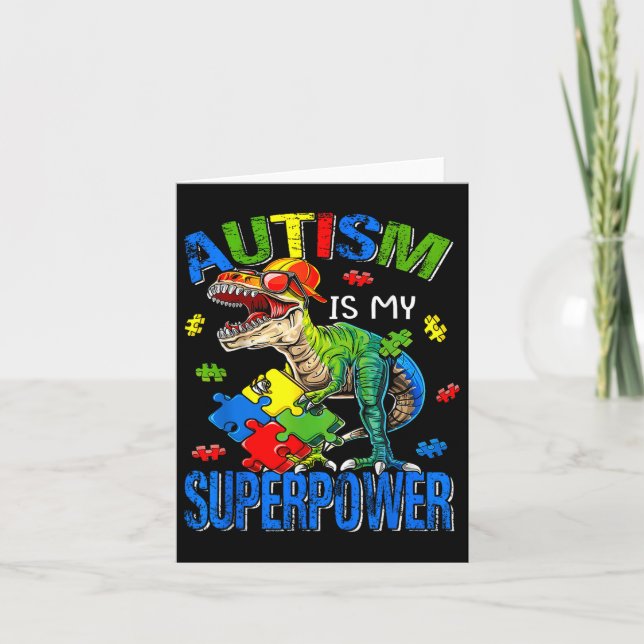 Känslan till autism är min supermakt Dinosaur Puzz Kort (Framsida)
