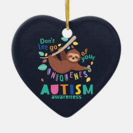 Känslan till autism håller fast vid ditt unika sin julgransprydnad keramik