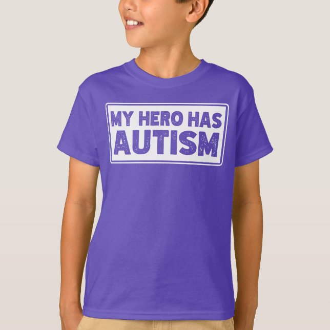 Känslan till autism, min Hero har autism, autismci T Shirt (Framsida)