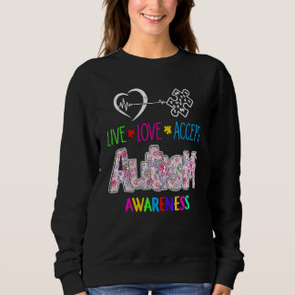 Känslan till autism Pussel Heart Live Kärlek accep T Shirt