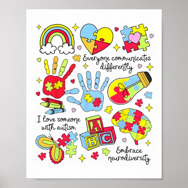 Känslan till autism som alla kommunicerar på olika poster (Framsidan)