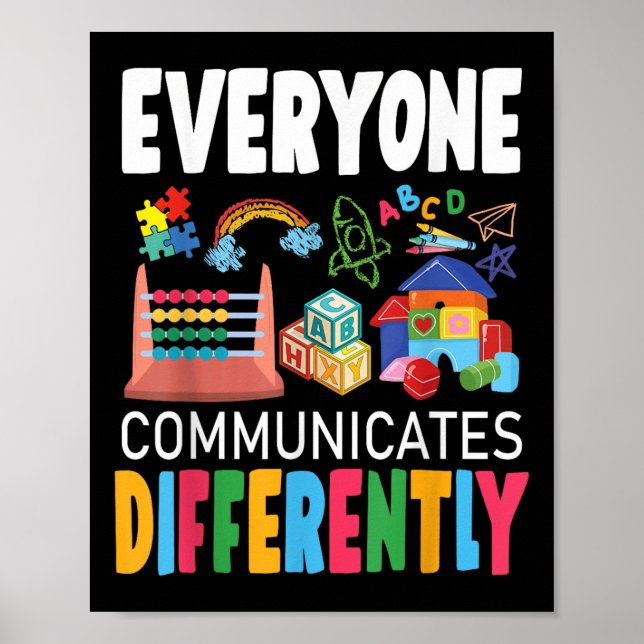 Känslan till autism som alla kommunicerar på olika poster (Framsidan)