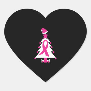 Känslan till julbröstcancer hjärtformat klistermärke