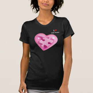 Känslan vid autism Kvinnoshörning Skeva Rosa Heart Tee Shirt
