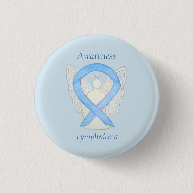Känslhet för lymfodema Angel Ribbon Art Pin Knapp (Framsida)
