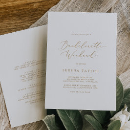 känslig Guld-calligrafi Bachelorette Helg Inbjudningar