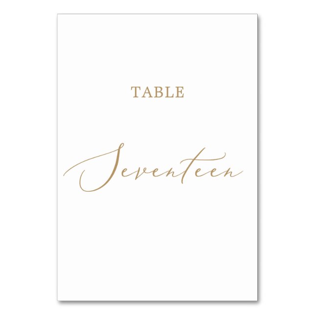 känslig Guld Calligraphy Bord Seventeen Bordsnummer (Framsidan)