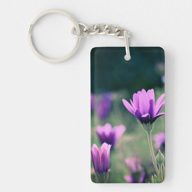 känslig Lila blommor Nyckelring (Framsidan)