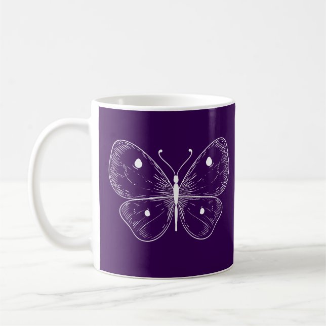 Känslig Skiss Fjäril Kaffemugg (Vänster)