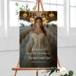 Känslighet för Quinceanera-fotovälkomsttecken eleg Poster