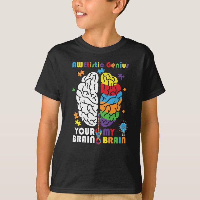 Känsllighet för autism Awetistic Genius Brain Auti T Shirt (Framsida)