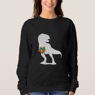 Känsllighet för autism Dinosaur t Rex Puzzle Heart Shirt