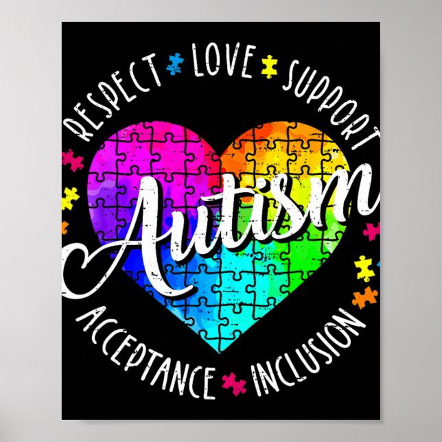 Känsllighet för autism Heart Respect Kärlek Suppor Poster (Framsidan)