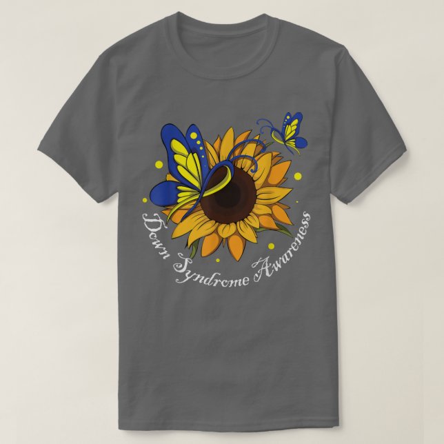 Känsllighet för Butterfly Solros World Down Syndro T Shirt (Design framsida)