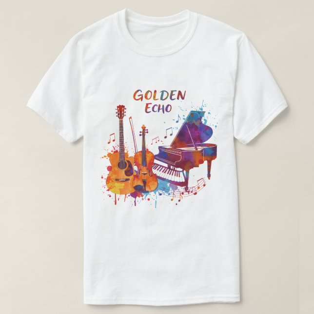 Känslomässig musikcitat – Akvarellgitarr, violin  T Shirt (Design framsida)