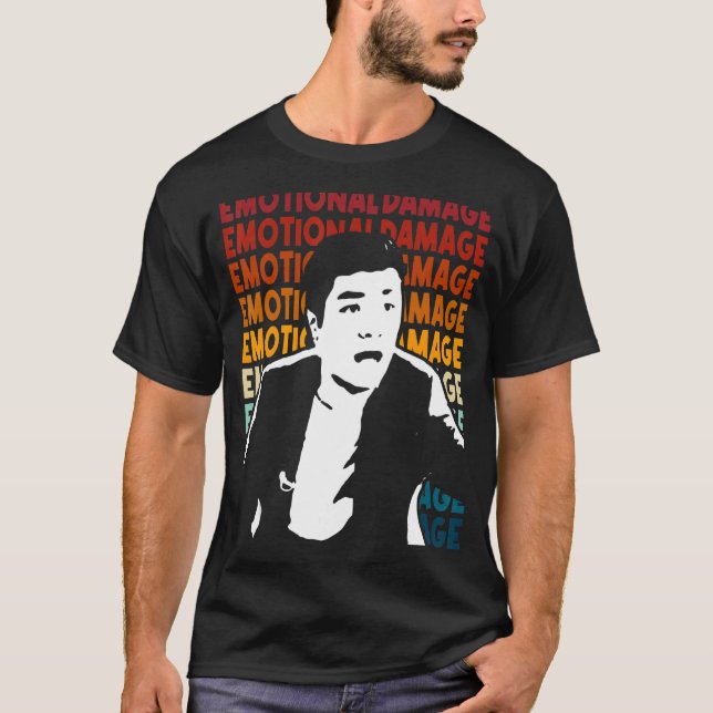 känslomässig skada Memtext upprepar asiatisk kille T Shirt (Framsida)