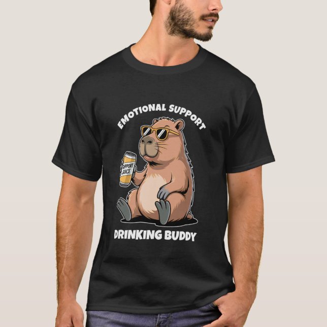 Känslomässig Stöd Drickande Kompis Rolig Capybara  T Shirt (Framsida)