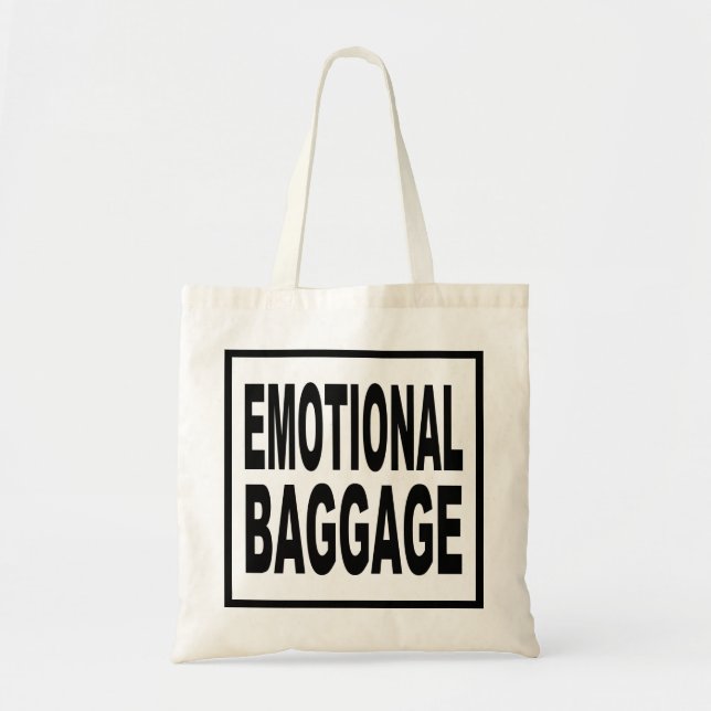 "KÄNSLOMÄSSIGT BAGAGE" Rolig Typografi Tygkasse (Framsidan)