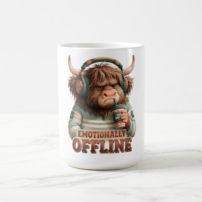 Känslomässigt Offline Highland Ko Grafik  Kaffemugg (Center)