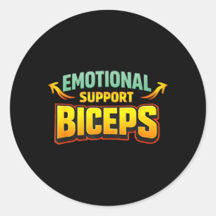 Känslomässigt stöd biceps Rolig gymbror humor Runt Klistermärke